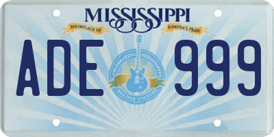 MS license plate ADE999