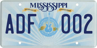 MS license plate ADF002
