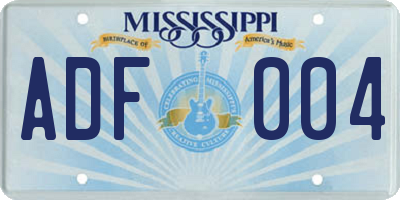 MS license plate ADF004