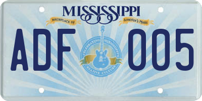 MS license plate ADF005