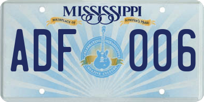 MS license plate ADF006