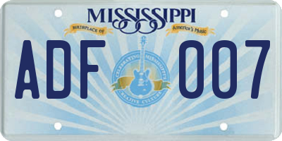 MS license plate ADF007