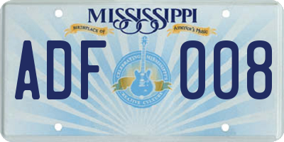 MS license plate ADF008