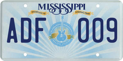MS license plate ADF009