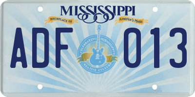 MS license plate ADF013