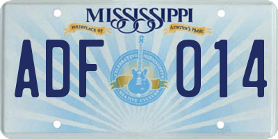 MS license plate ADF014