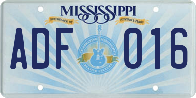MS license plate ADF016