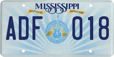 MS license plate ADF018
