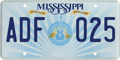 MS license plate ADF025