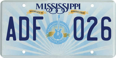MS license plate ADF026