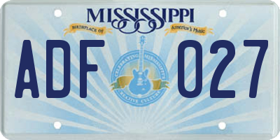 MS license plate ADF027