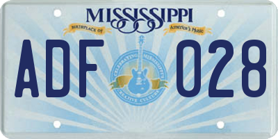 MS license plate ADF028