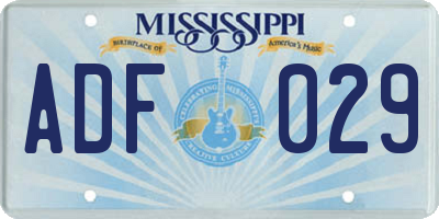 MS license plate ADF029