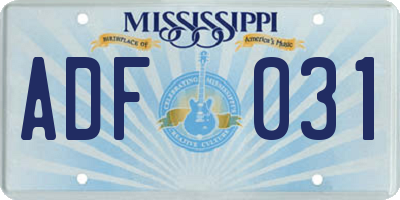 MS license plate ADF031