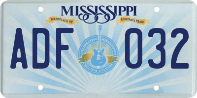MS license plate ADF032