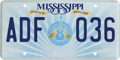 MS license plate ADF036