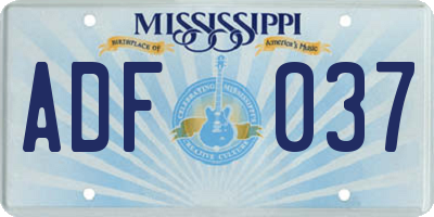 MS license plate ADF037
