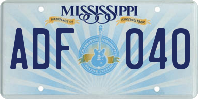 MS license plate ADF040