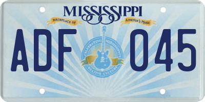 MS license plate ADF045