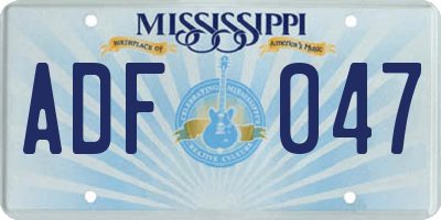 MS license plate ADF047