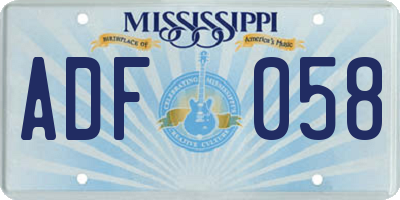 MS license plate ADF058