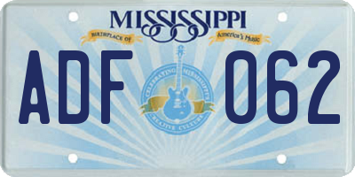 MS license plate ADF062