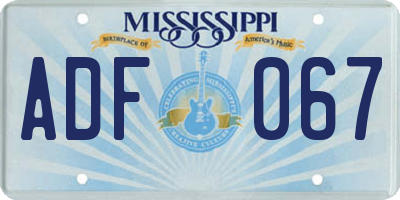 MS license plate ADF067