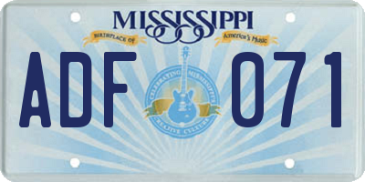 MS license plate ADF071