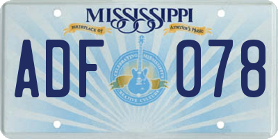MS license plate ADF078