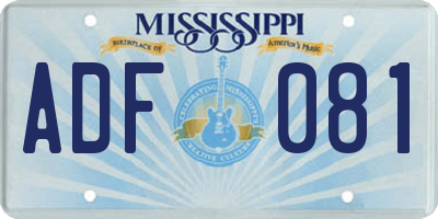 MS license plate ADF081