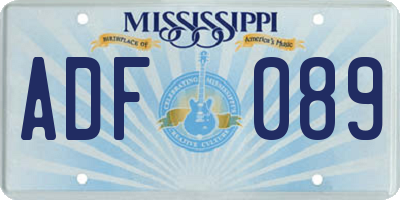 MS license plate ADF089