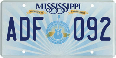MS license plate ADF092