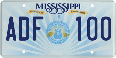 MS license plate ADF100