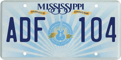 MS license plate ADF104