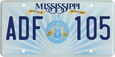 MS license plate ADF105