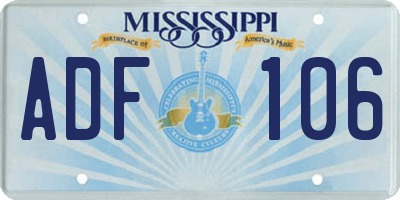 MS license plate ADF106