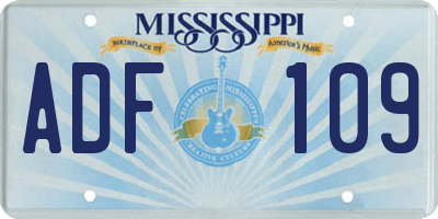 MS license plate ADF109