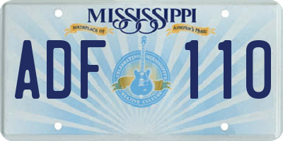 MS license plate ADF110