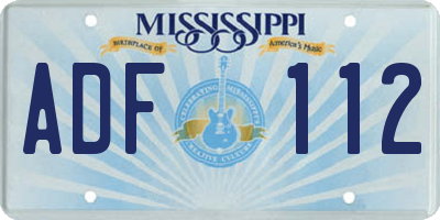 MS license plate ADF112