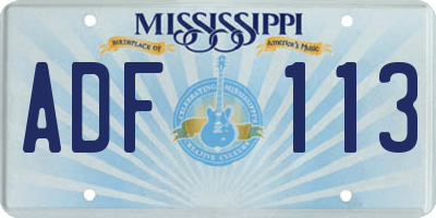 MS license plate ADF113