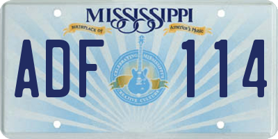 MS license plate ADF114