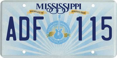 MS license plate ADF115