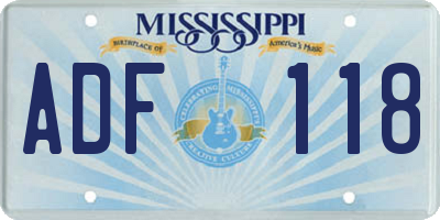 MS license plate ADF118