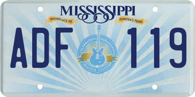 MS license plate ADF119