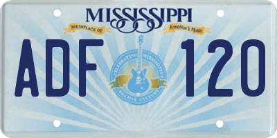 MS license plate ADF120
