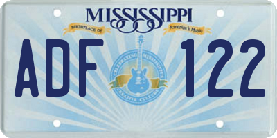 MS license plate ADF122