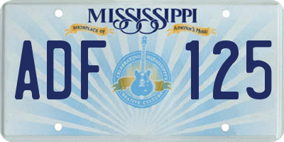 MS license plate ADF125
