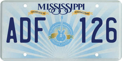 MS license plate ADF126