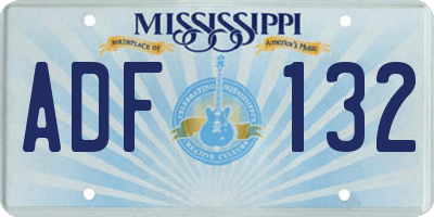 MS license plate ADF132