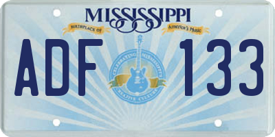 MS license plate ADF133